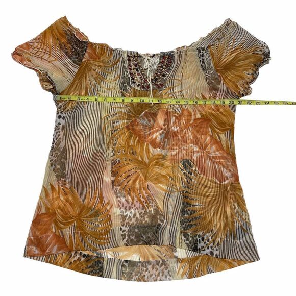 CHAUDRY KC Beaded Floral High Low Tie Bust Blouse - Picture 5 of 9
